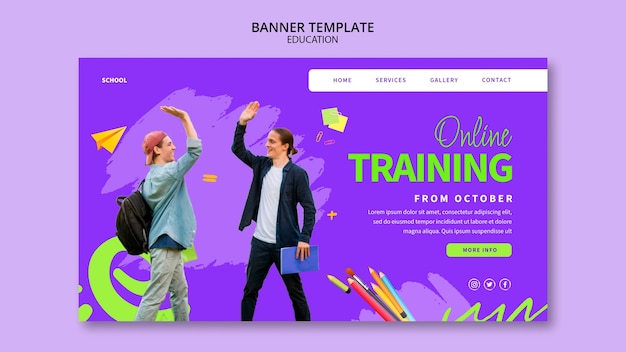 Free PSD flat design education  template