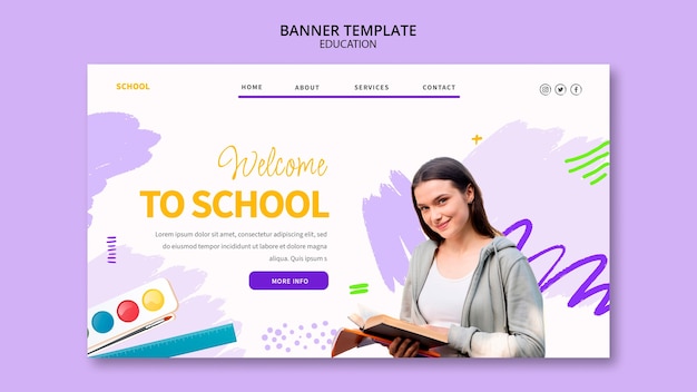 Flat design education  template