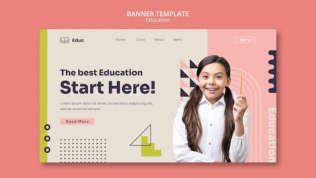 Free PSD flat design education template