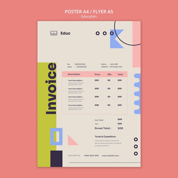 Free PSD flat design education template