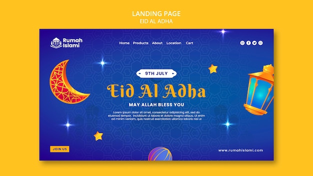 Modello di pagina di destinazione eid al-adha dal design piatto