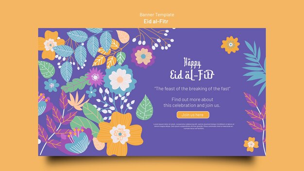 Flat design eid al-fitr banner design template