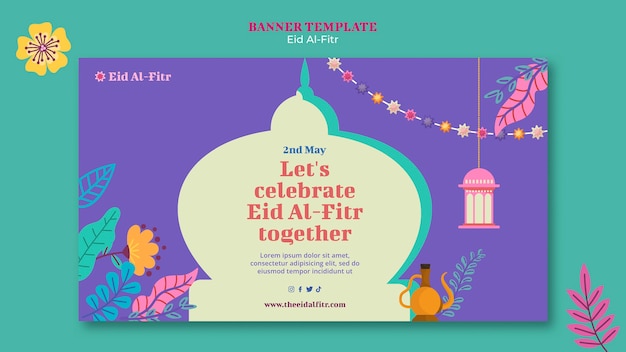 PSD gratuito modello di banner eid al fitr design piatto