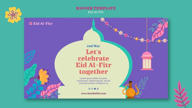 Flat design eid al fitr banner template