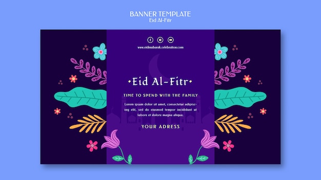 Modello di banner eid al fitr design piatto