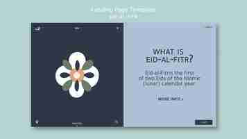 Free PSD flat design eid al fitr landing page template