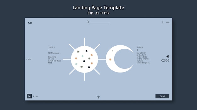 PSD gratuito modello di pagina di destinazione eid al fitr dal design piatto