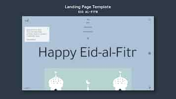 Free PSD flat design eid al fitr landing page template