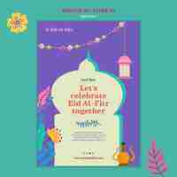 Free PSD flat design eid al fitr poster template