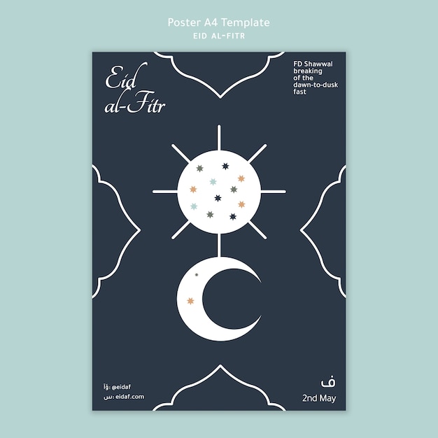 Flat design eid al fitr poster template