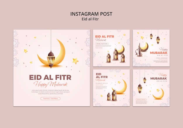 Flat design eid al-fitr template design