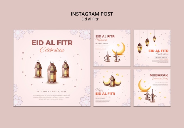 Плоский дизайн шаблона eid al-fitr