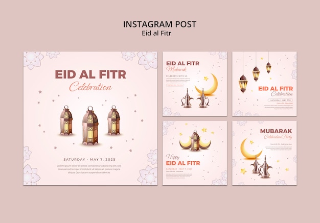 フラットデザイン Eid al-Fitr テンプレートデザイン