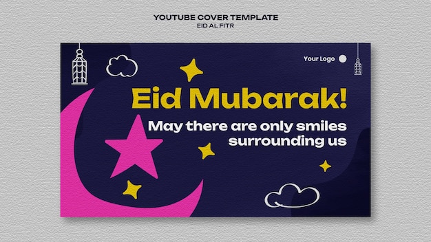 Free PSD flat design eid al-fitr template