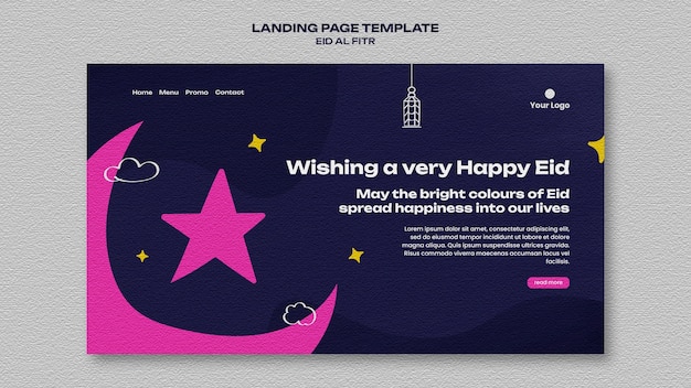 Free PSD flat design eid al-fitr template