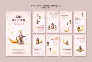 Free PSD flat design eid al-fitr template