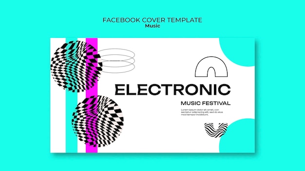 Copertina facebook di musica elettronica design piatto