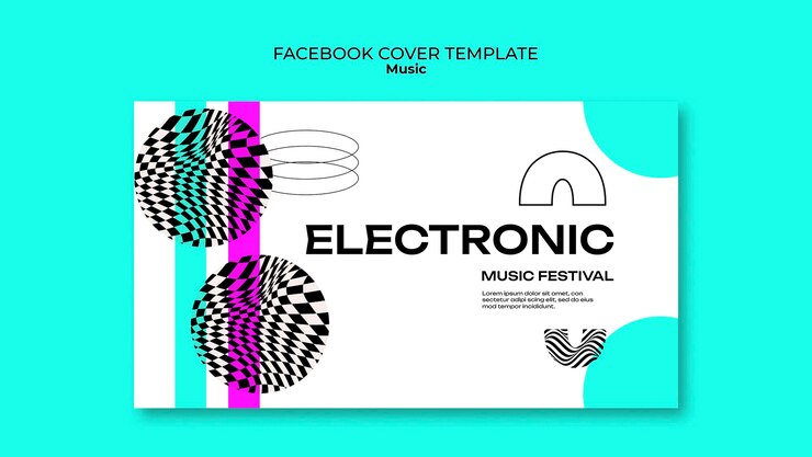 Free PSD flat design electronic music facebook cover