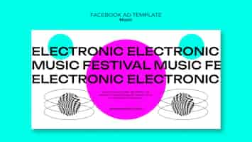 Free PSD flat design electronic music facebook template