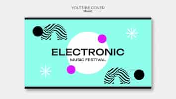 PSD gratuito copertina di youtube di musica elettronica dal design piatto