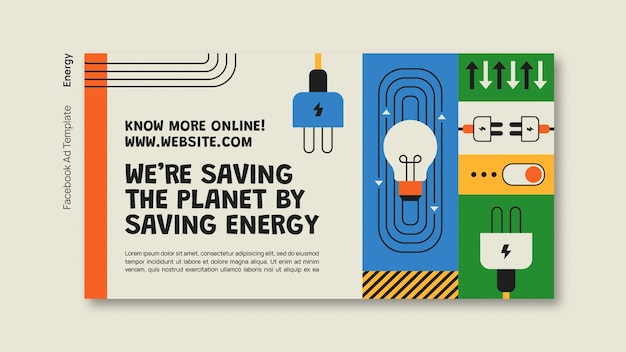 Flat design energy reduce facebook template