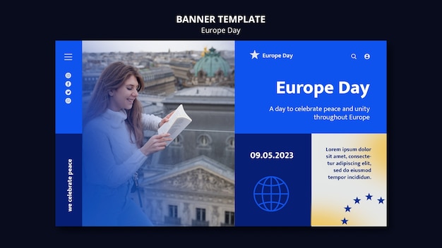 Free PSD flat design europe day template