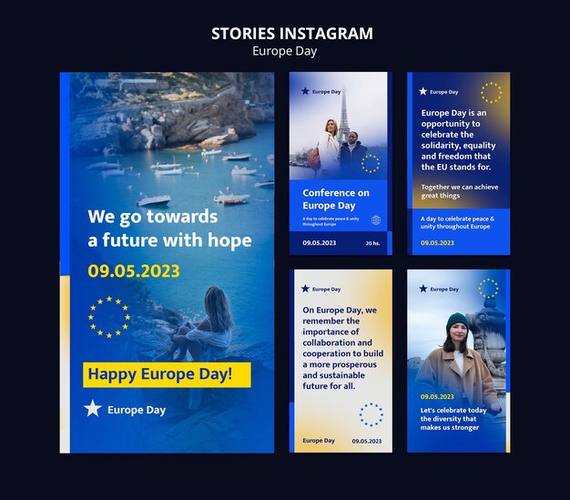 Flat design europe day template