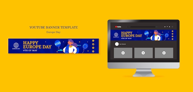 Free PSD flat design european day