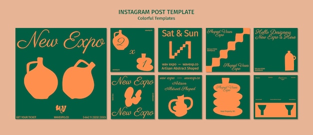 Post di instagram per mostre di design piatto