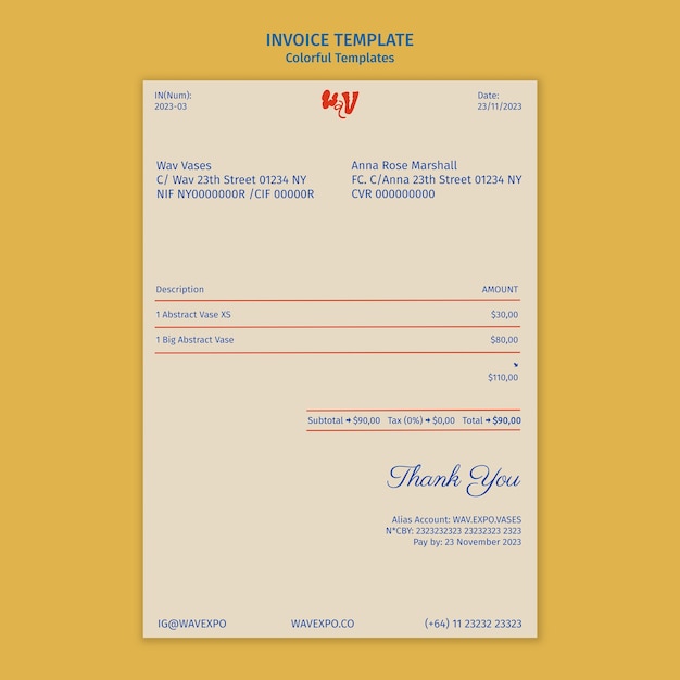 Free PSD flat design exhibition invoice template