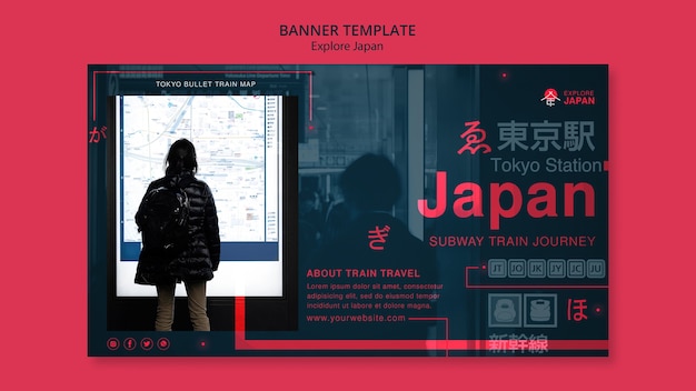 Flat design explore japan template