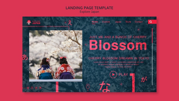 Free PSD flat design explore japan template