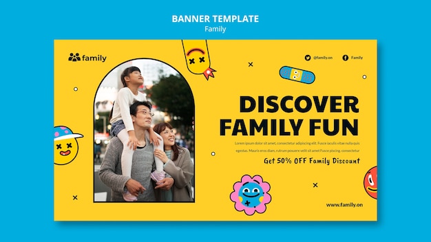 Free PSD flat design family banner design template