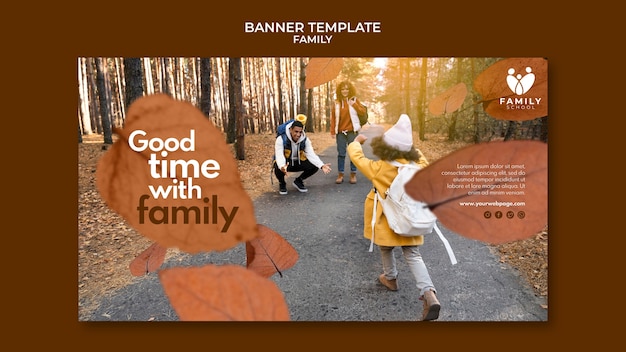 Flat design family banner template