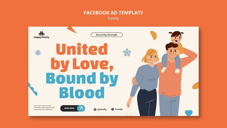 मुफ़्त PSD flat design family celebration facebook template
