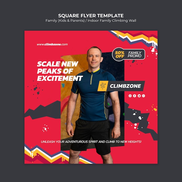 Flat design family celebration square flyer