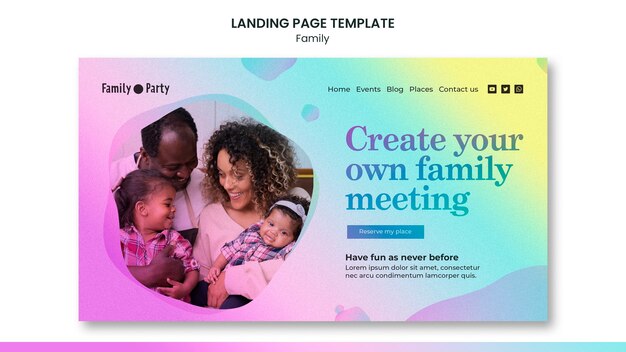 Flat design family landing page template