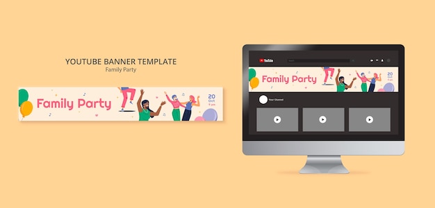 フラットなデザインのファミリー パーティー テンプレート