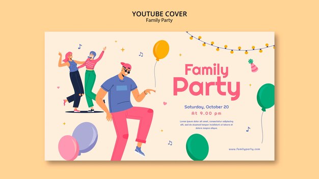 Flat design family party template