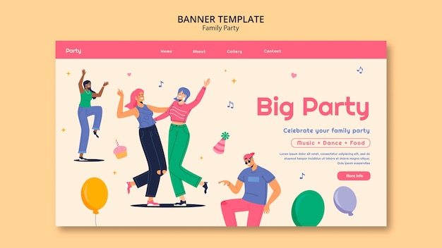 Free PSD flat design family party template