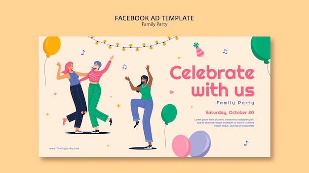 Flat design family party template