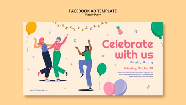 Flat design family party template