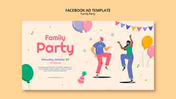 無料PSD フラットなデザインのファミリー パーティー テンプレート