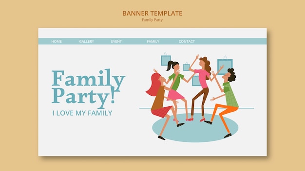 Free PSD flat design family party template