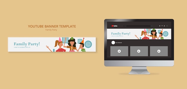 Free PSD flat design family party template