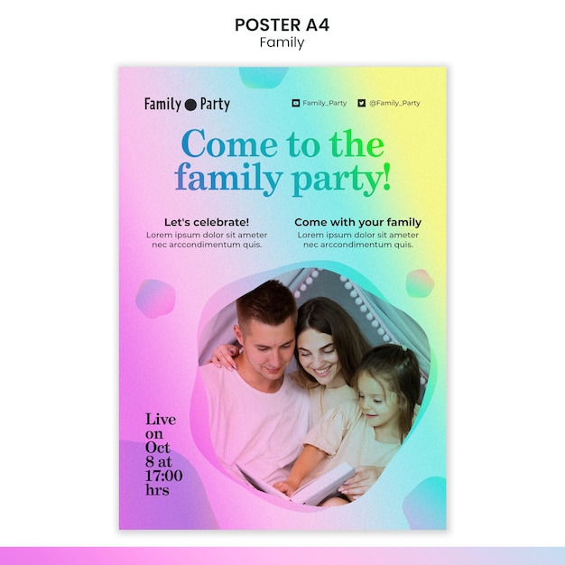 Modello di poster per famiglie dal design piatto