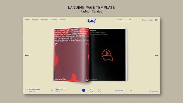 Free PSD flat design fashion catalog landing page