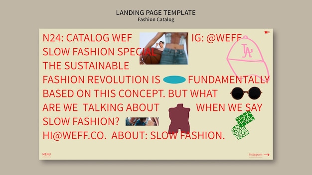 Free PSD flat design fashion catalog landing page
