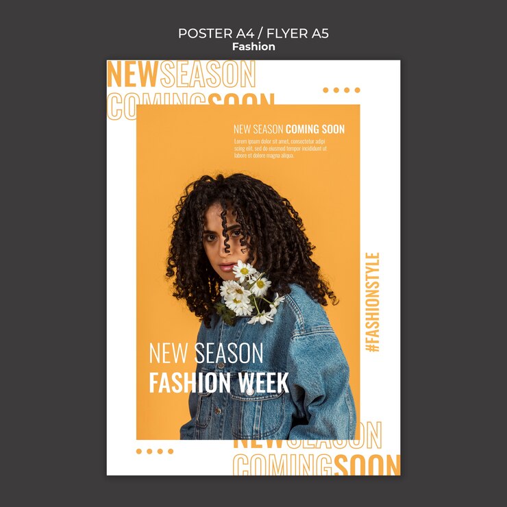 Free PSD flat design fashion concept poster template
