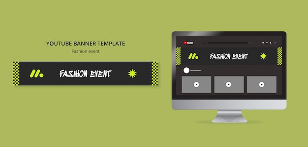 PSD gratuito flat design fashion event youtube banner